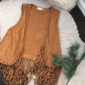 Suede fringe vest